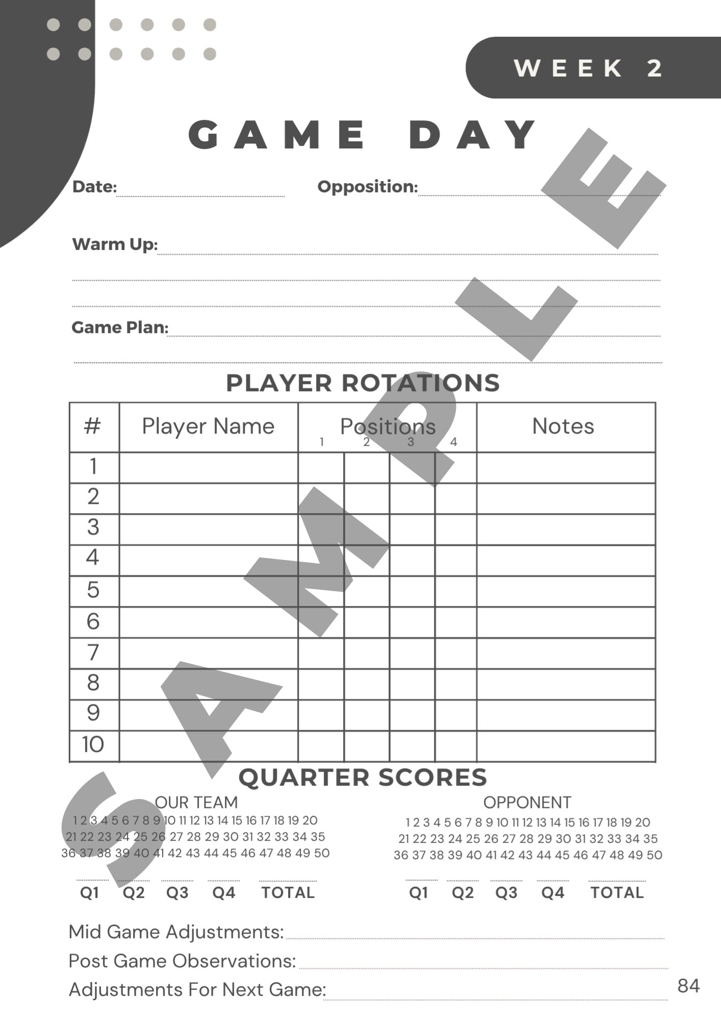 Netball Coaching Handbook - 20 Week Season Planner - 132 Pages