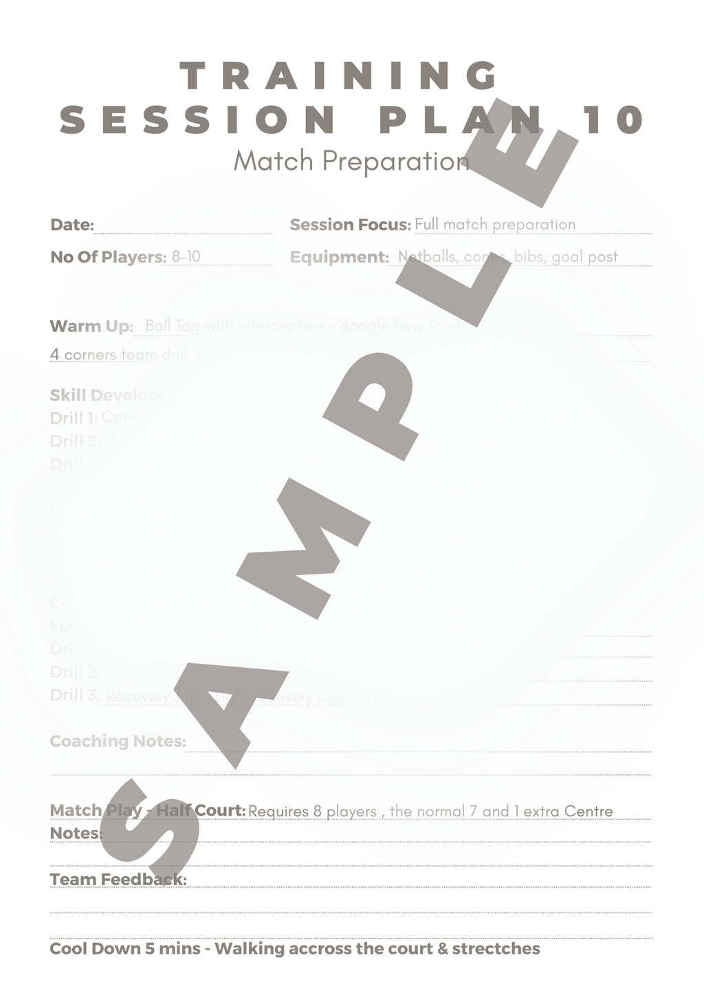 Beginner Coach Netball Training Guide - Junior Ages 10+