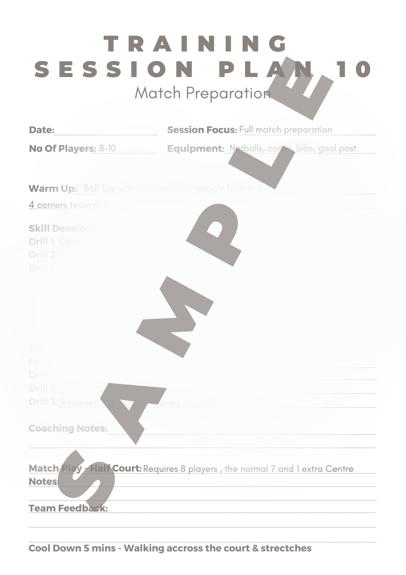 Beginner Coach Netball Training Guide - Junior Ages 10+