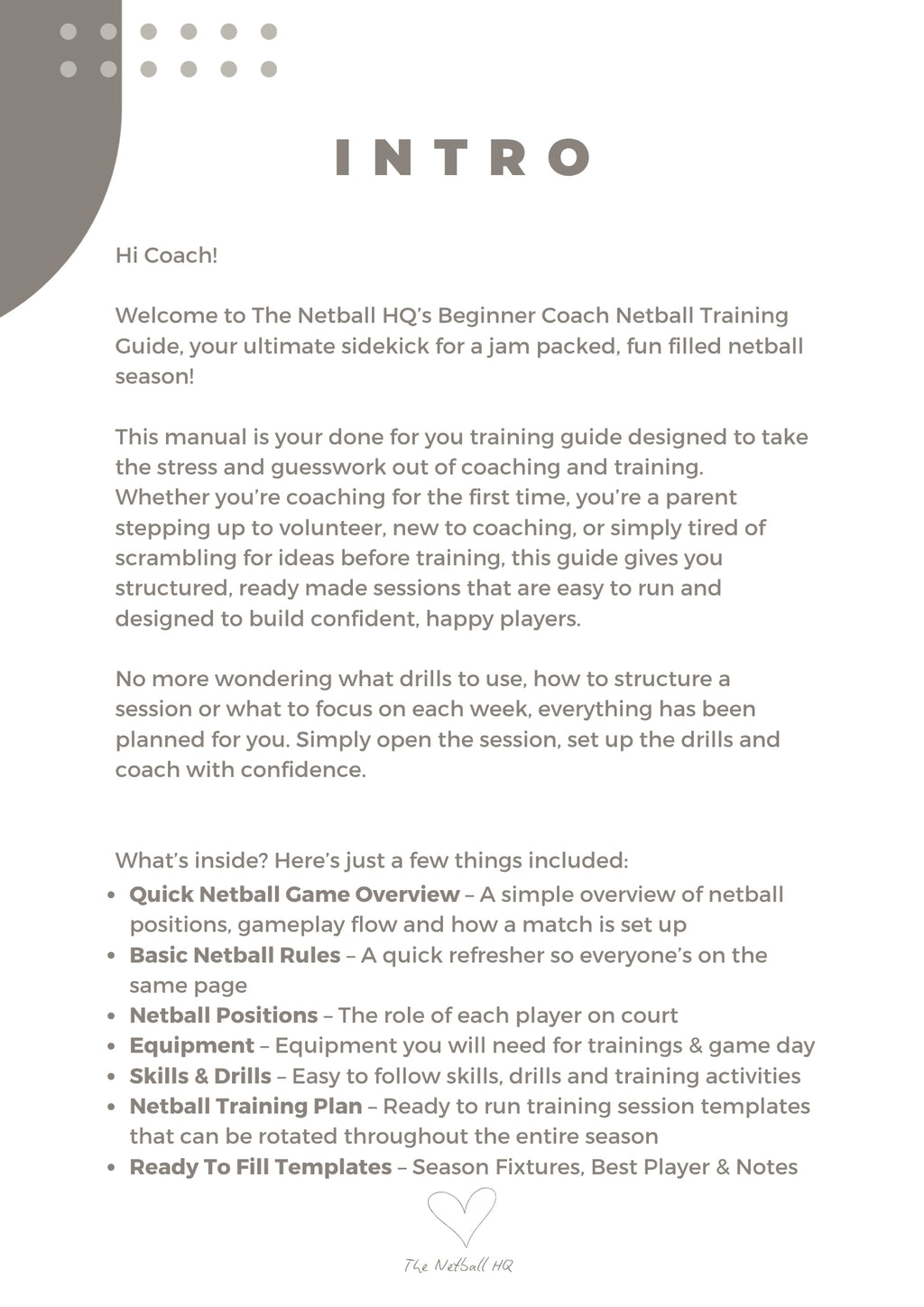 Beginner Coach Netball Training Guide - Junior Ages 10+