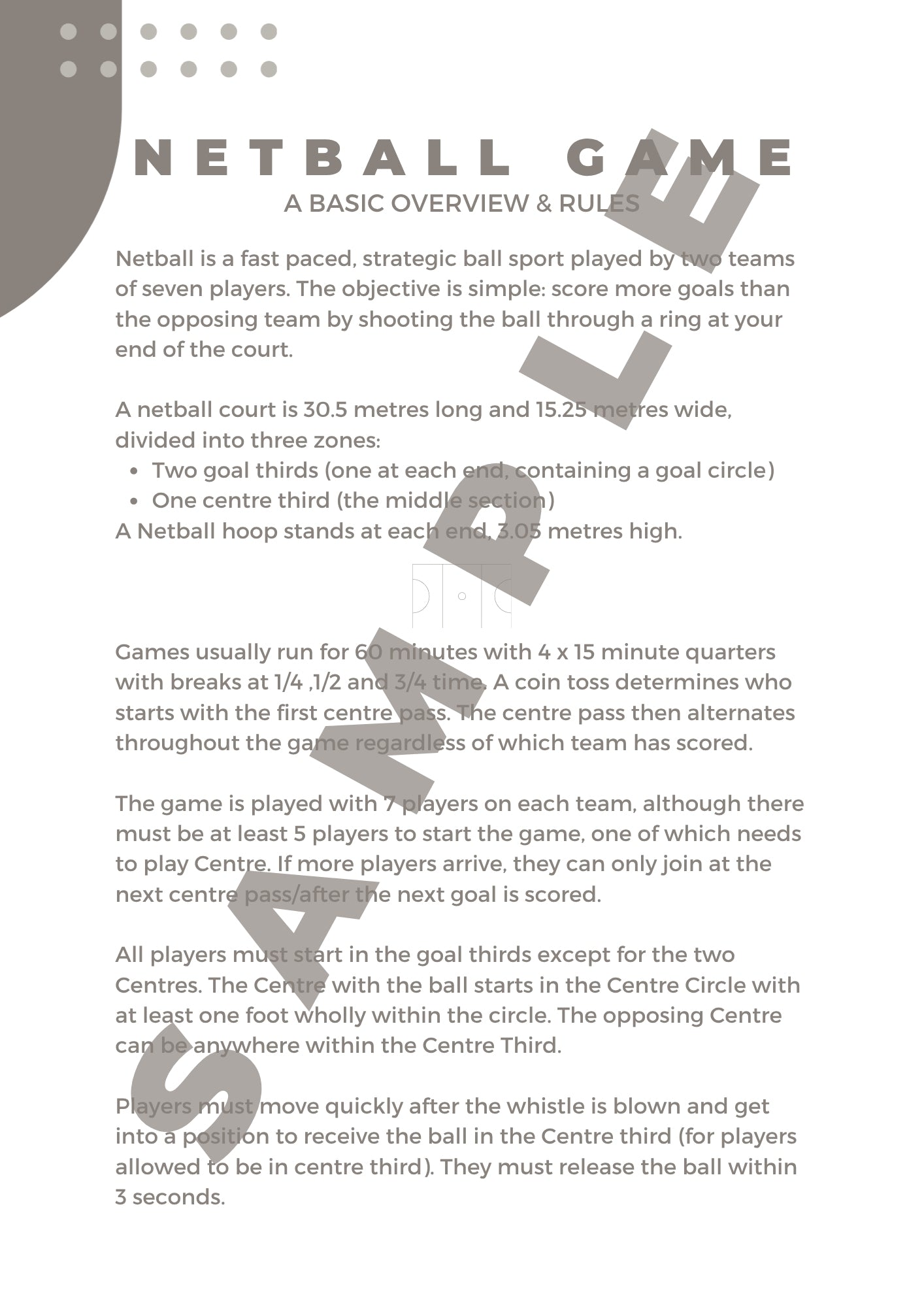 Beginner Coach Netball Training Guide - Junior Ages 10+