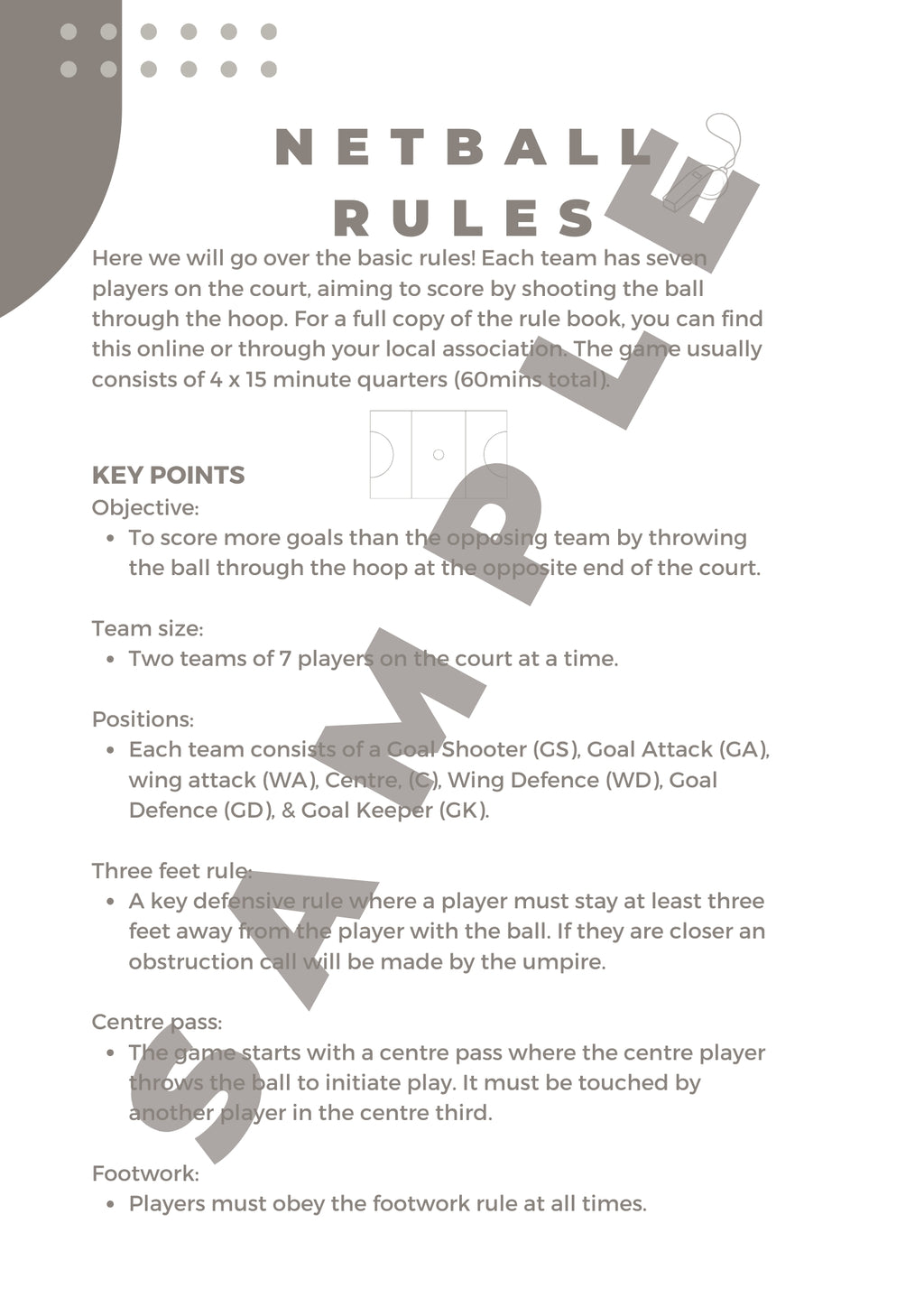 Beginner Coach Netball Training Guide - Junior Ages 10+