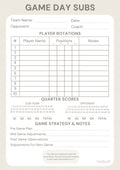 Netball Game Day Subs - Beige