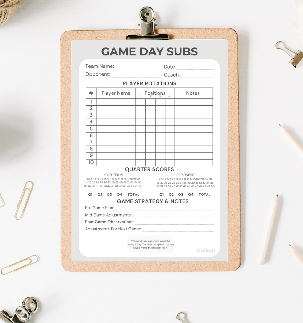 Netball Game Day Subs