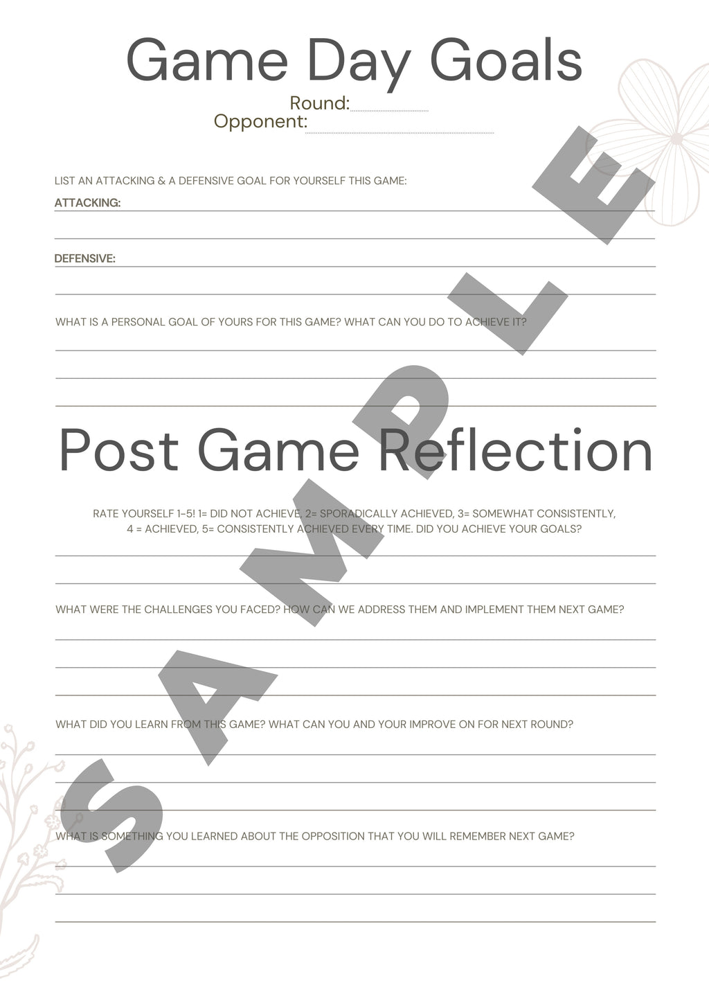 Player Journal - 20 Weeks