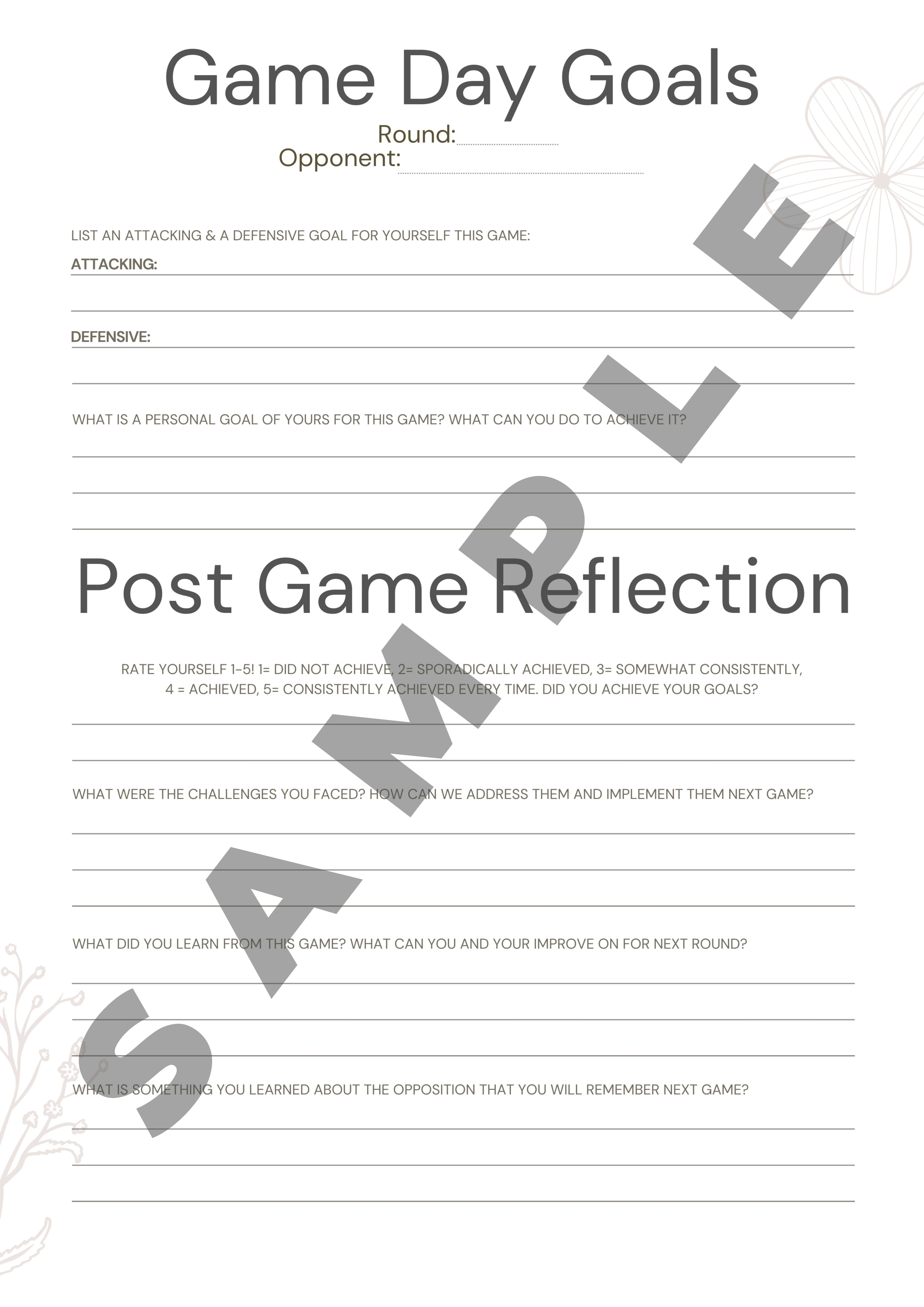 Player Journal - 20 Weeks